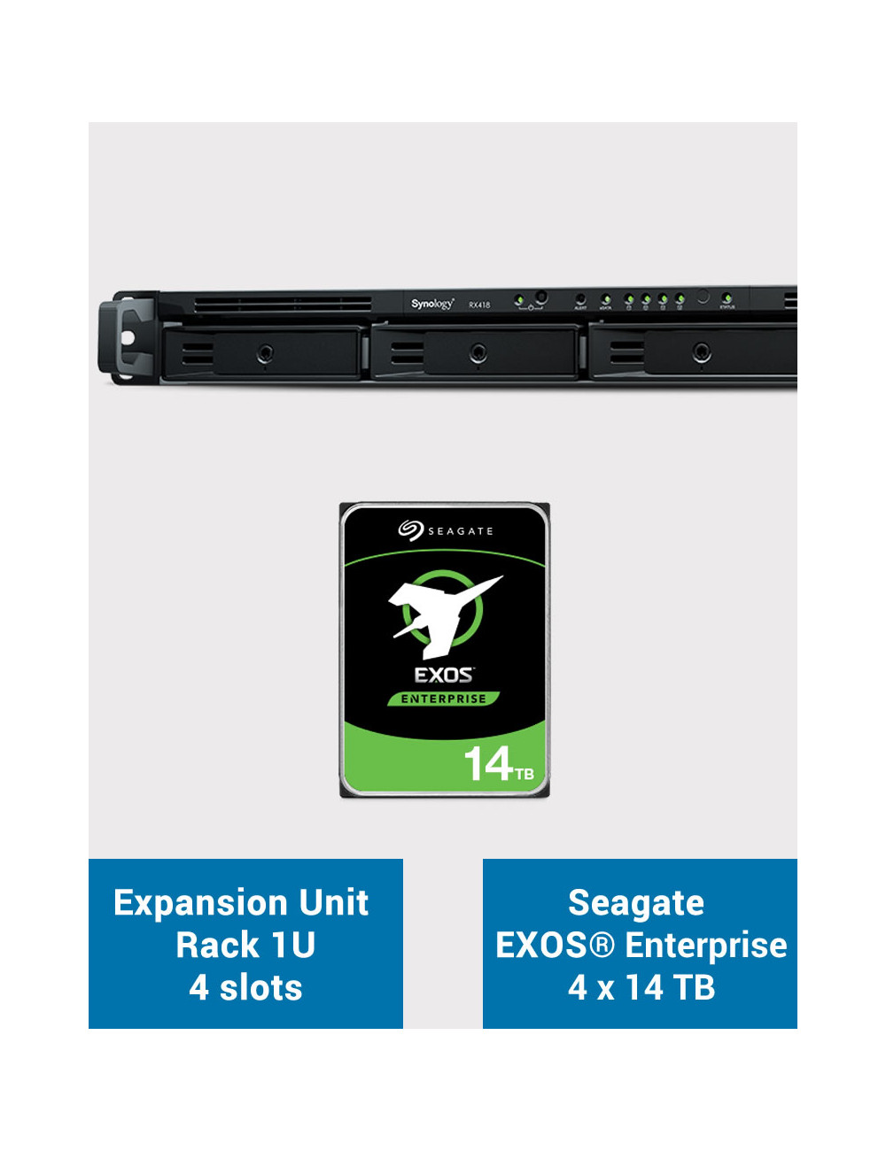 Synology RX418 Unité d'extension Rack 1U EXOS Enterprise 56To (4x14To)