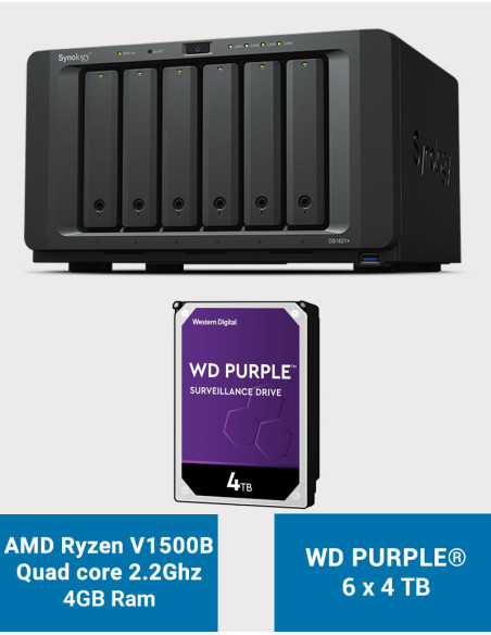 Synology DS1621+ NAS Server WD PURPLE 24TB (6x4TB)