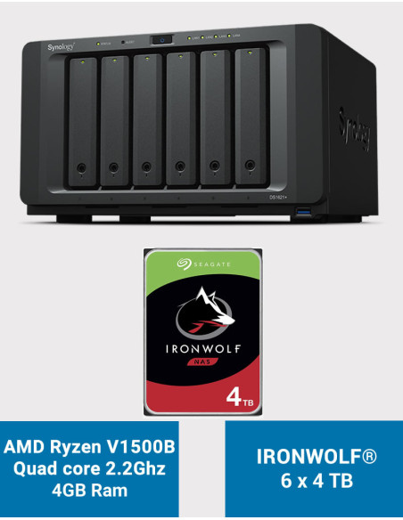 Synology DS1621+ NAS Server IronWolf 24TB (6x4TB)