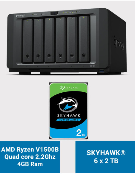 Synology DS1621+ NAS Server SkyHawk 12TB (6x2TB)