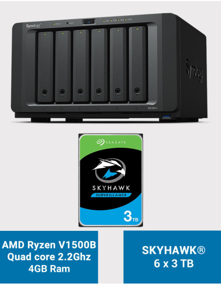 Synology DS1621+ Servidor NAS SkyHawk 18TB (6x3TB)