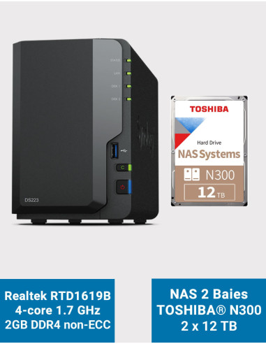 Synology DS223 Servidor NAS Toshiba N300 24TB (2x12TB) Synology DS223 Servidor NAS Toshiba N300 24TB (2x12TB)