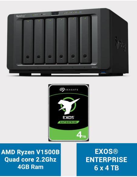 Synology DS1621+ Serveur NAS EXOS Enterprise 24To (6x4To)