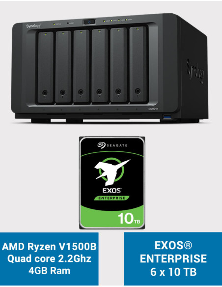 Synology DS1621+ NAS Server EXOS Enterprise 60TB (6x10TB)