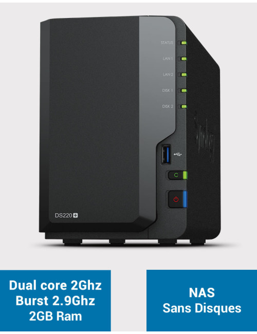 Synology DS220+ 2GB NAS Server (Diskless)