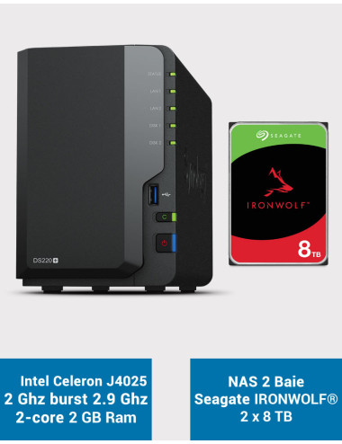 Synology DS220+ 2Go Serveur NAS IRONWOLF 16To (2x8To)