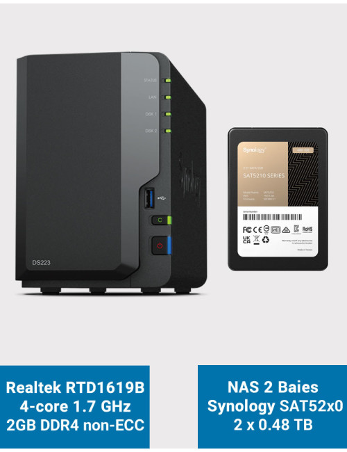 Synology DS223 NAS Server SSD SAT5200 960GB (2x480GB)