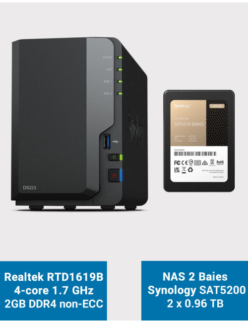 Synology DS223 NAS Server SSD SAT5200 1920GB (2x960GB)