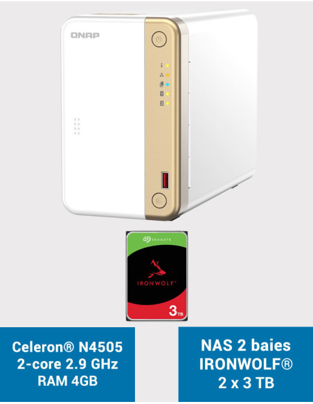 QNAP TS-262 4GB Servidor NAS IRONWOLF 6TB (2x3TB)