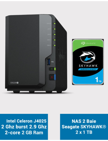 Synology DS220+ 2Go Serveur NAS SKYHAWK 2To (2x1To)