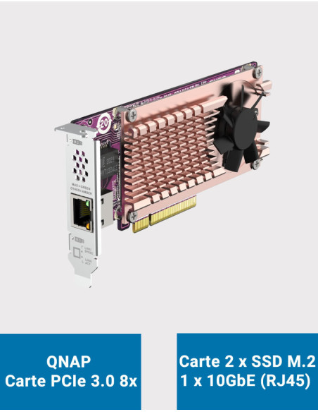 QNAP Carte d'extension SSD double slot M.2 2280 & port réseau 10GbE