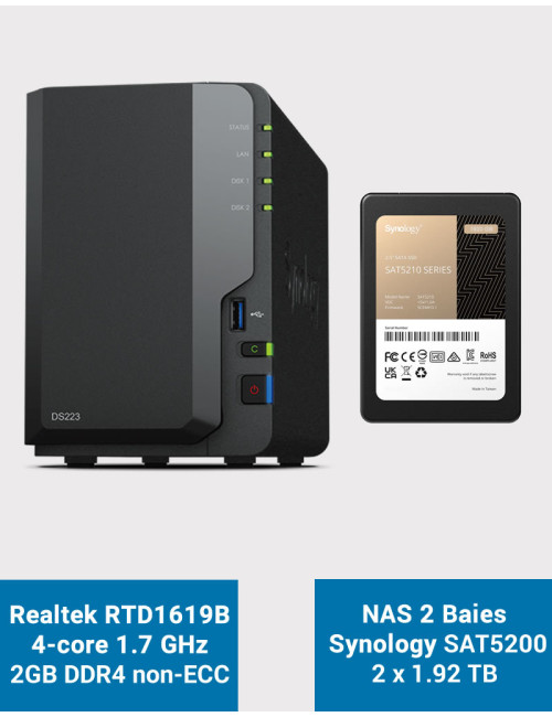 Synology DS223 Servidor NAS SSD SAT5200 3840GB (2x1920GB)