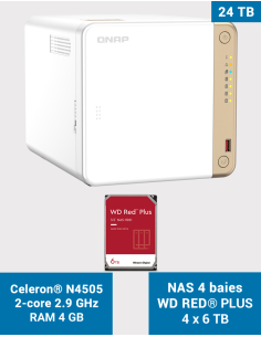 QNAP TS-462 4GB Servidor NAS WD RED PLUS 24TB (4x6TB)
