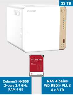 QNAP TS-462 4GB NAS Server WD RED PLUS 32TB (4x8TB)