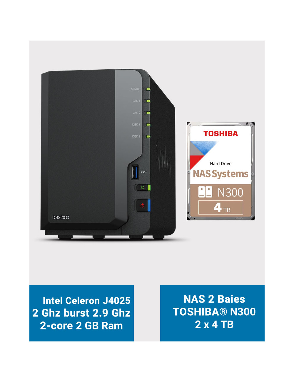 Synology DS218J Serveur NAS IRONWOLF 6To (2x3To)