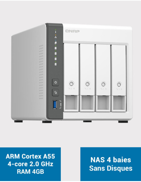QNAP TS-433 4GB Servidor NAS 4 bahías (Sin discos)