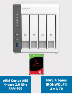 QNAP TS-433 4GB Serveur NAS IRONWOLF 24To (4x6To)
