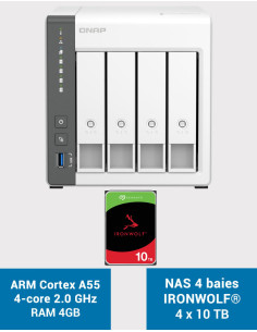 QNAP TS-433 4GB NAS Server IRONWOLF 40TB (4x10TB)