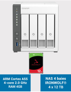 QNAP TS-433 4GB NAS Server IRONWOLF 48TB (4x12TB)