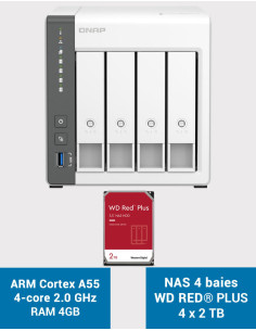 QNAP TS-433 4GB Serveur NAS WD RED PLUS 8To (4x2To)