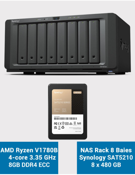 Synology DS1823xs+ Serveur NAS SAT5210 3.84To (8X480Go)