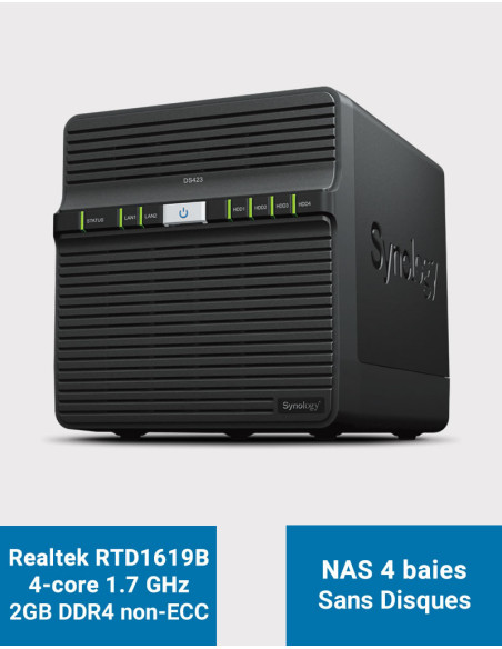 Synology DS423 2GB Serveur NAS 4 baies (Sans Disques)