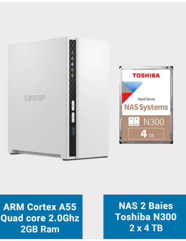 QNAP TS-233 Servidor NAS Toshiba N300 8TB (2x4TB)