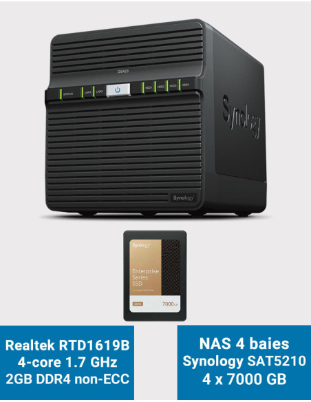 Synology DS423 2GB Serveur NAS SAT5210 28To (4x7000Go)