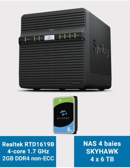 Synology DS423 2GB Servidor NAS SKYHAWK 24TB (4x6TB)