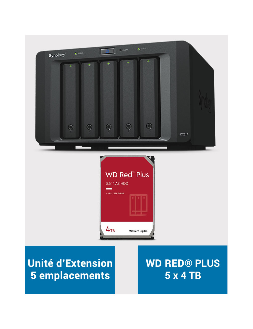Synology DX517 Unité d'extension WD RED PLUS 20To (5x4To)