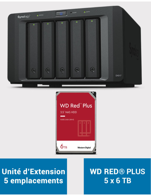 Synology DX517 Unité d'extension WD RED PLUS 30To (5x6To)