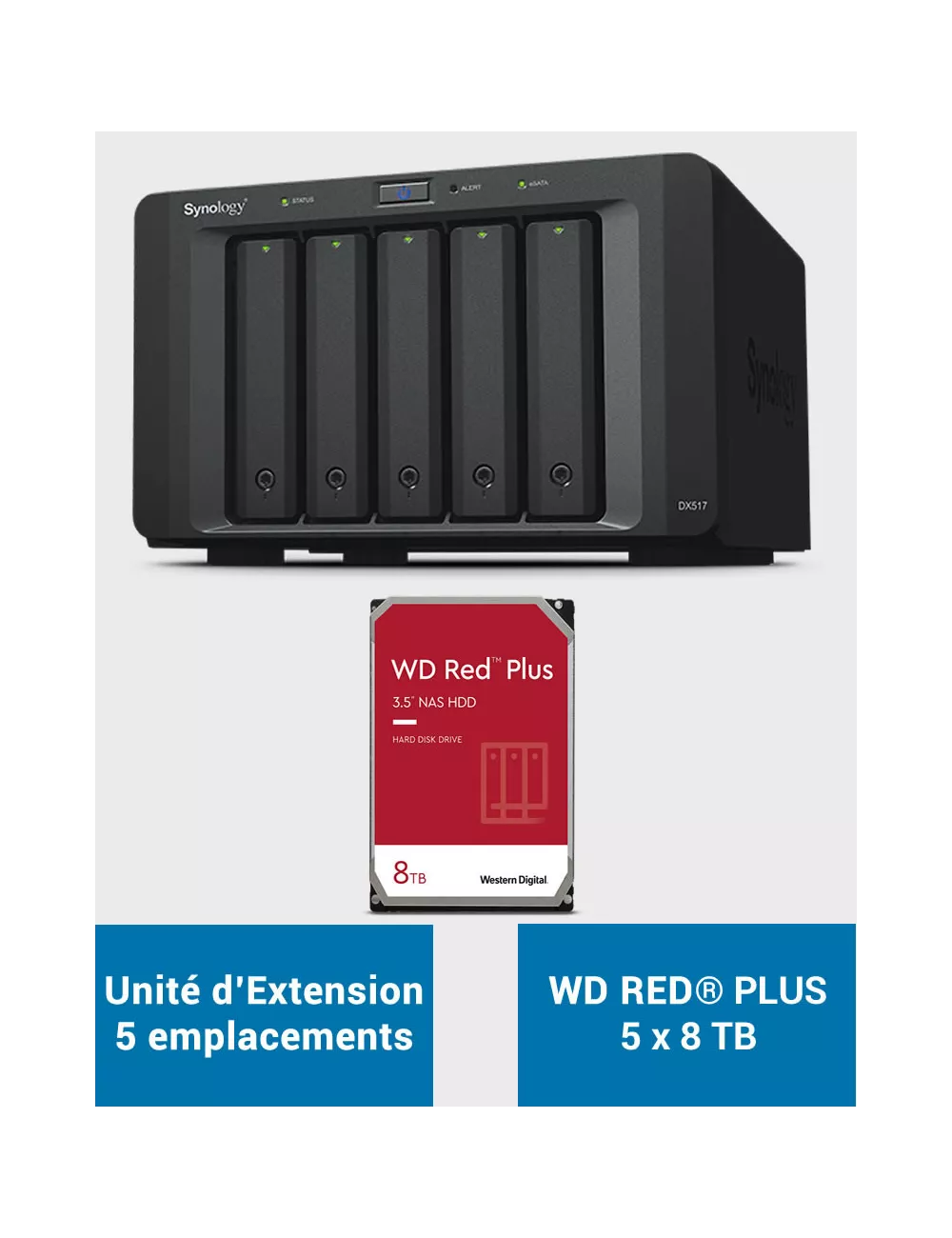 Synology DX517 Unité d'extension WD RED PLUS 40To (5x8To)