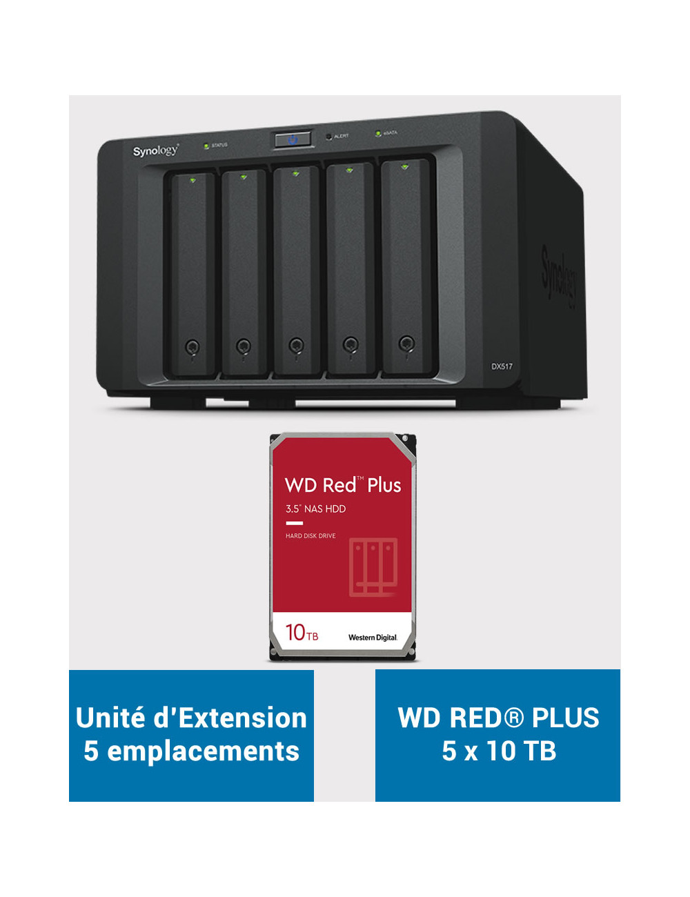 Synology DX517 Unité d'extension WD RED PLUS 50To (5x10To)
