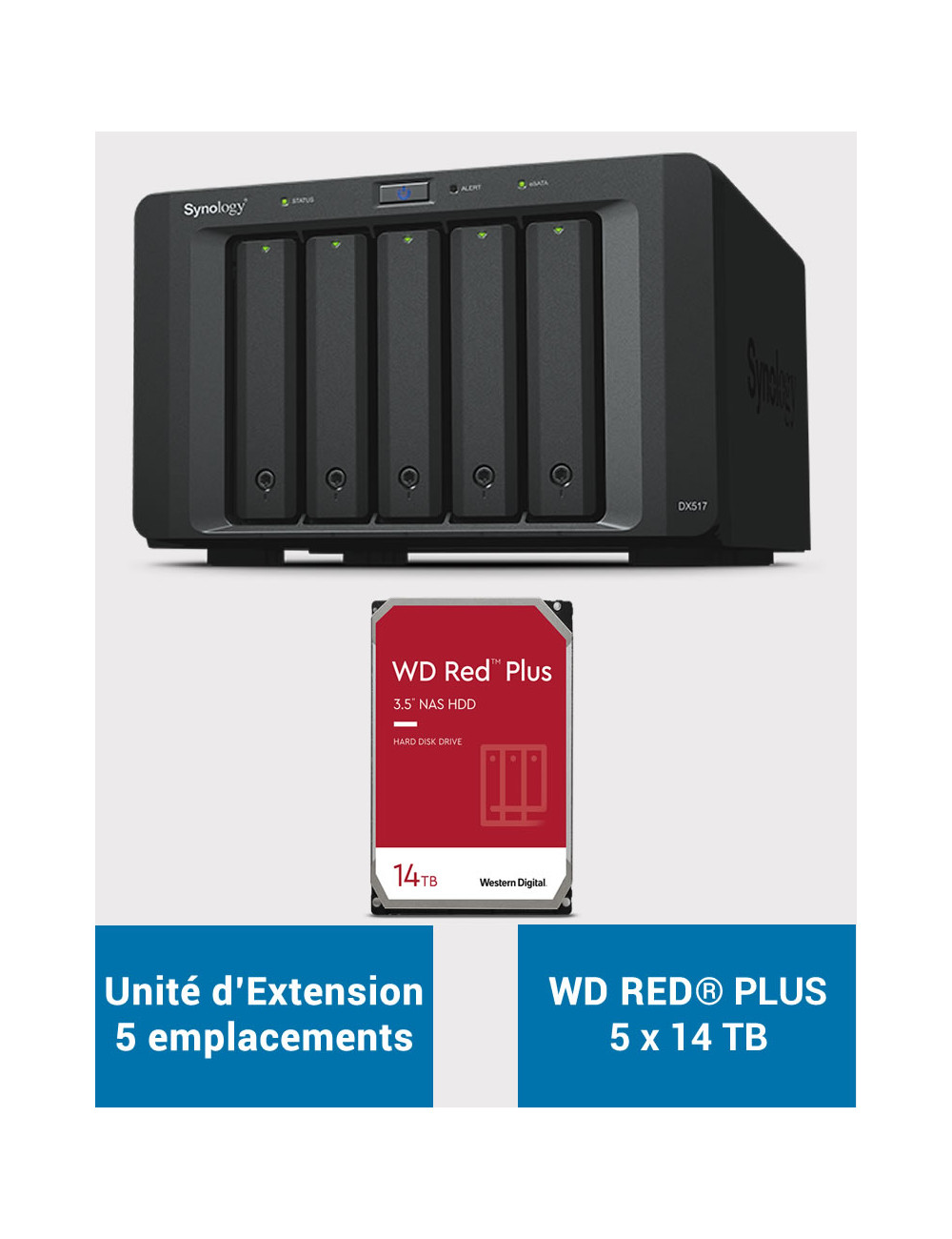 Synology DX517 Unité d'extension WD RED PLUS 70To (5x14To)