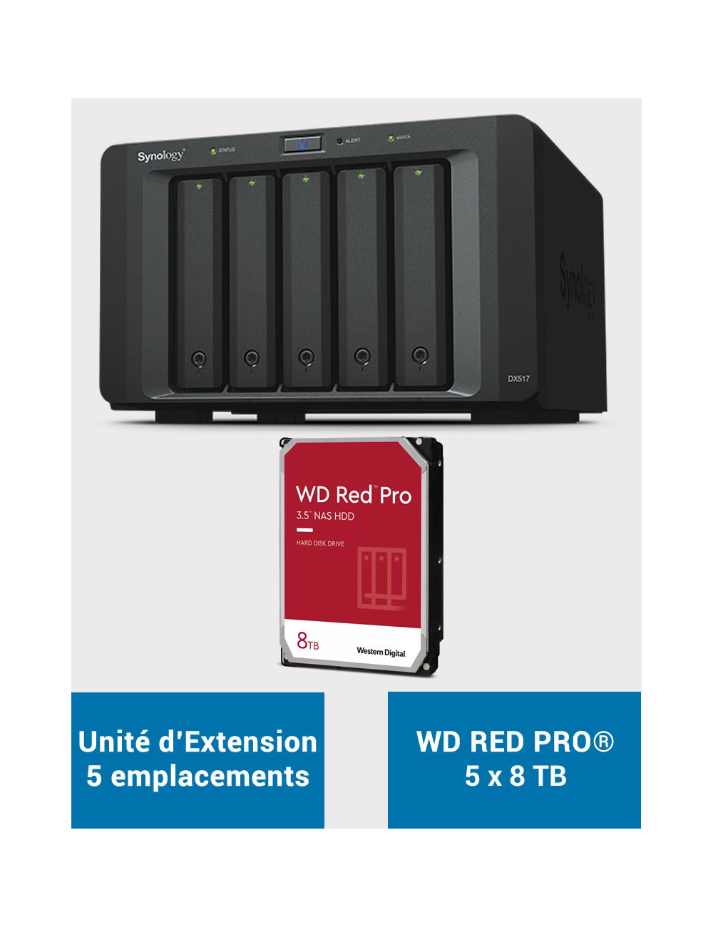 Synology DX517 Unité d'extension WD RED PRO 40To (5x8To)