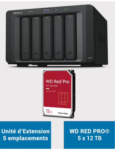 Synology DX517 Unité d'extension WD RED PRO 60To (5x12To)
