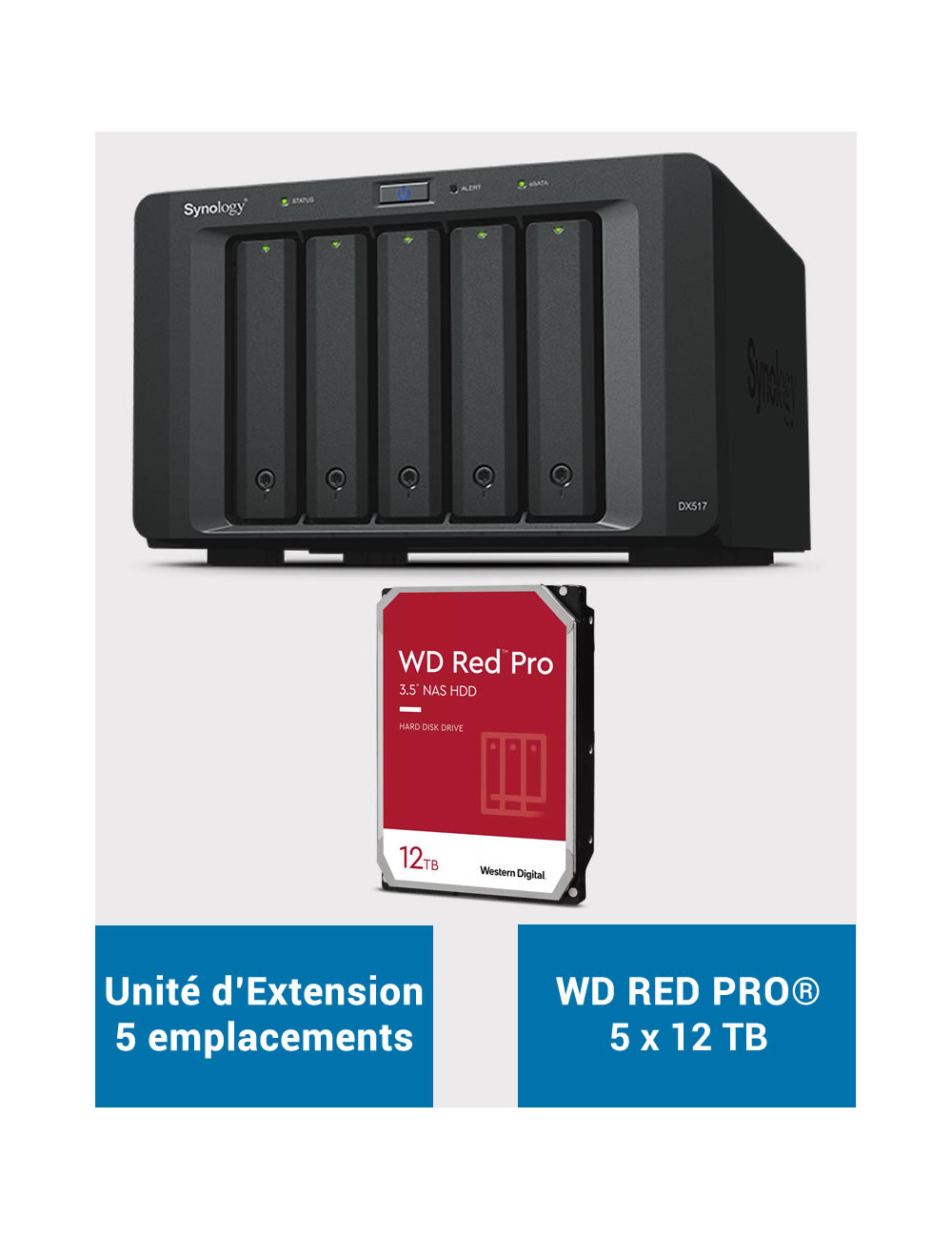 Synology DX517 Unidad de expansión WD RED PRO 60TB (5x12TB)