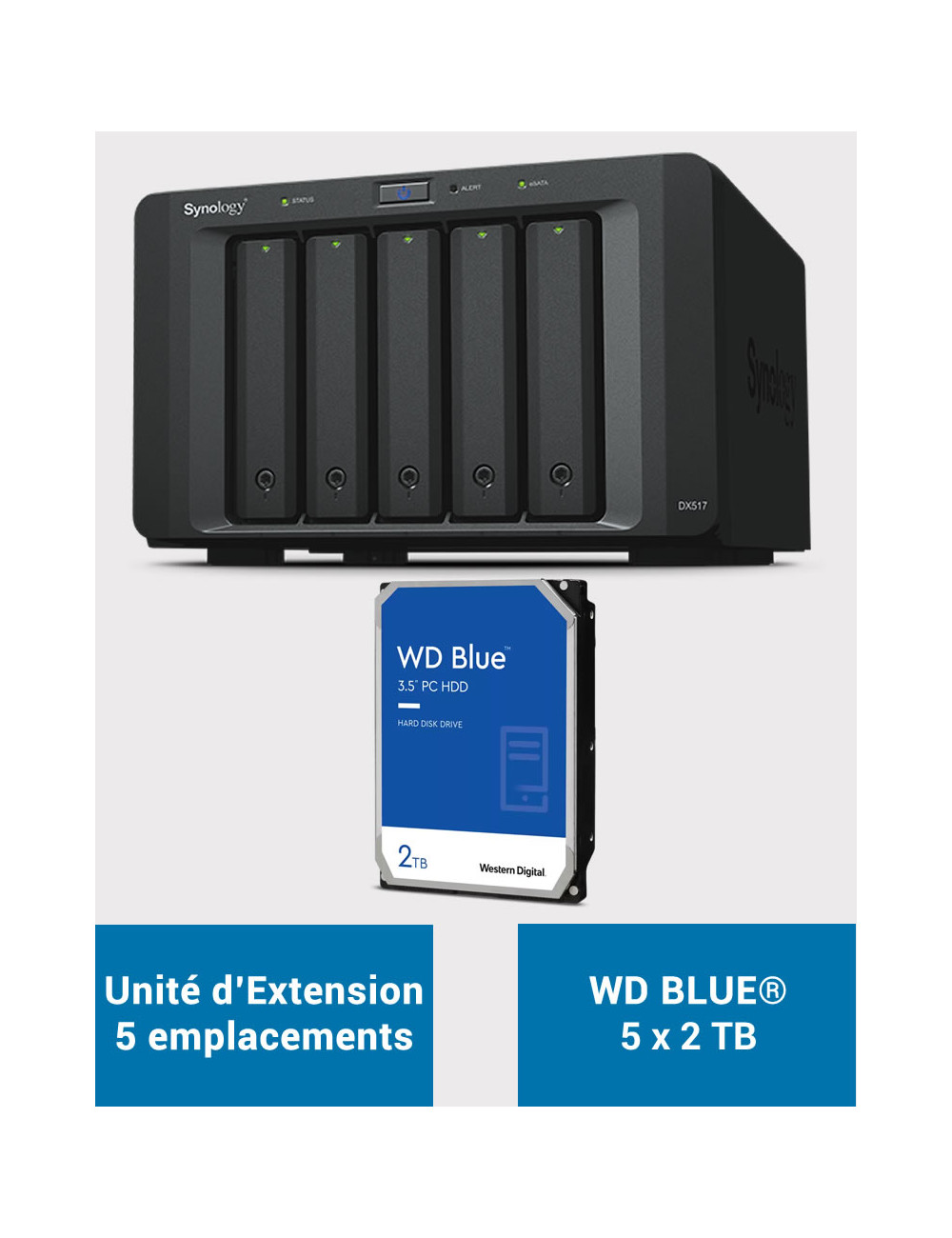 Synology DX517 Unité d'extension WD BLUE 10To (5x2To)