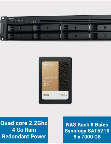 Synology RS1221RP+ Servidor NAS Rack (2 PSU) SAT5210 56TB (8x7000GB)