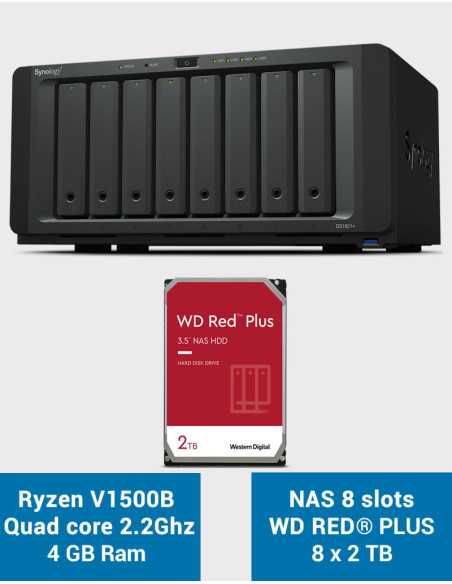 Synology DS1821+ Servidor NAS de 8 bahías WD RED PLUS 16TB (8x2TB)