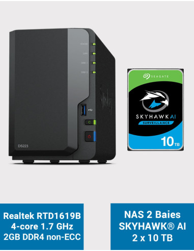 Synology DS223 Serveur NAS SkyHawk 20To (2x10To)