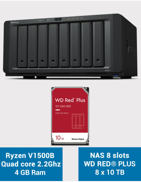 Synology DS1821+ 8-bay NAS Server WD RED PLUS 80TB (8x10TB)