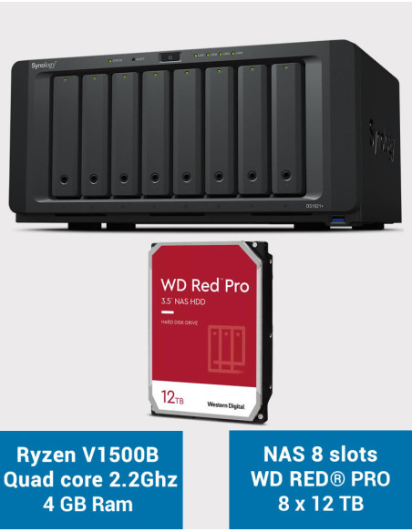 Synology DS1821+ 8-bay NAS Server WD RED PRO 96TB (8x12TB)