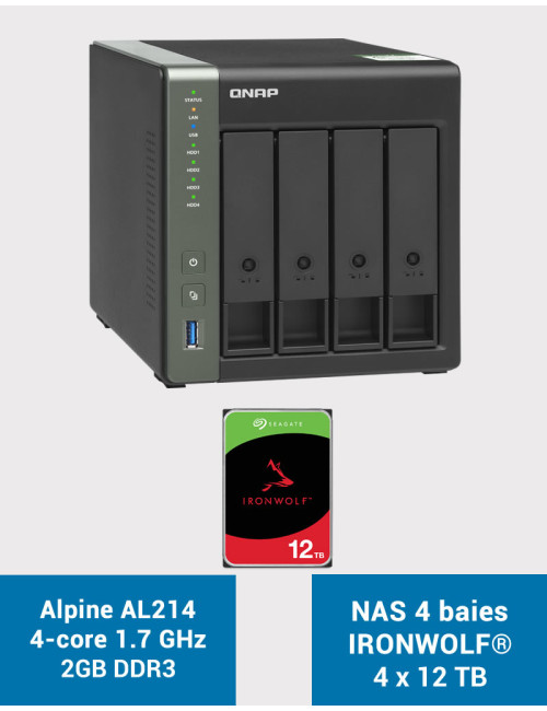 QNAP TS-431KX Serveur NAS IRONWOLF 48To (4x12To)