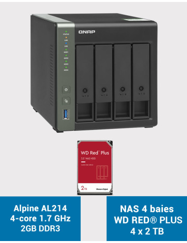 QNAP TS-431KX Serveur NAS WD RED PLUS 8To (4x2To)