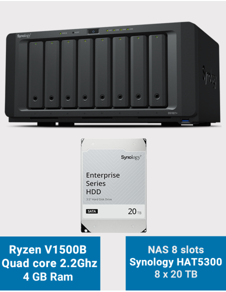 Synology DS1821+ 8-bay NAS Server HAT5300 160TB (8x20TB)