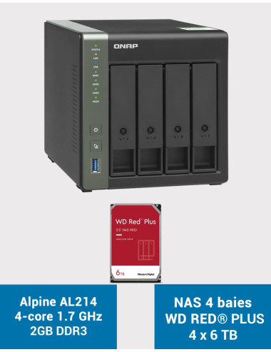 QNAP TS-431KX Serveur NAS WD RED PLUS 24To (4x6To)