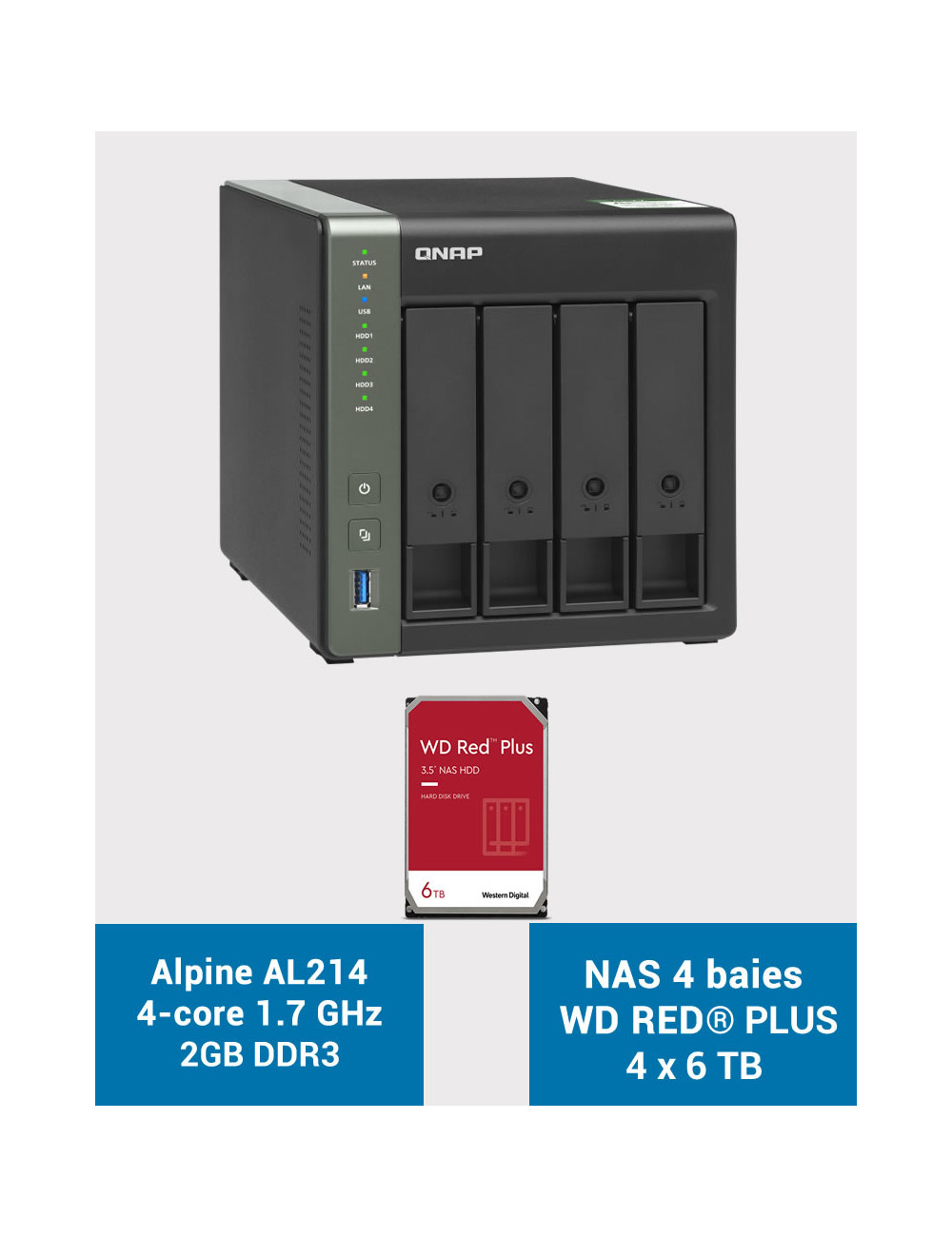 QNAP TS-431KX NAS Server WD RED PLUS 24TB (4x6TB)