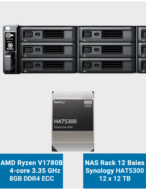 Synology RS2423+ Serveur NAS Rack 2U 12 baies HAT5300 144To (12x12To)
