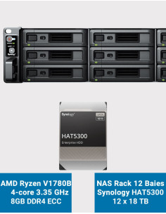 Synology RS2423+ NAS Server Rack 2U 12-Bay HAT5300 216TB (12x18TB)